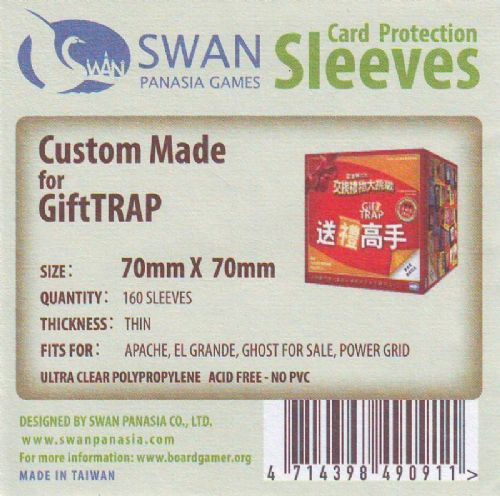 Swan Card Sleeves: 70x70 mm Power Grid GiftTRAP..etc -150 per pack